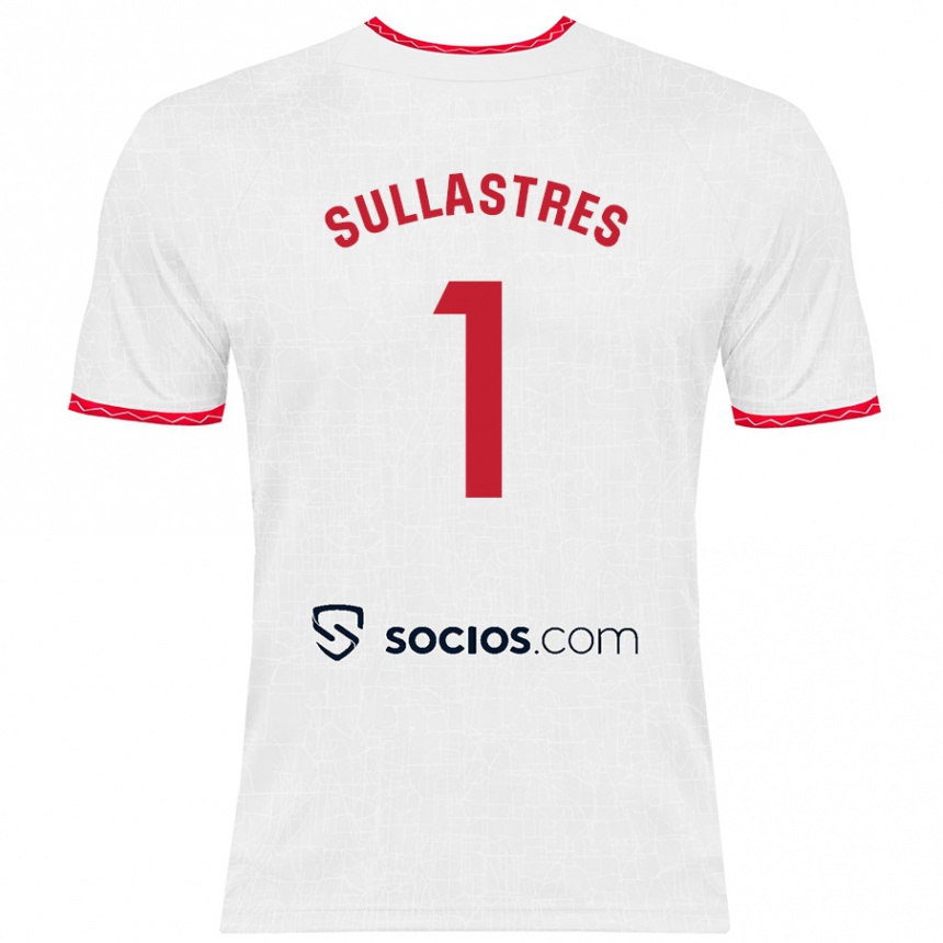 Men Football Esther Sullastres Ayuso #1 White Red Home Jersey 2024/25 T-Shirt Australia