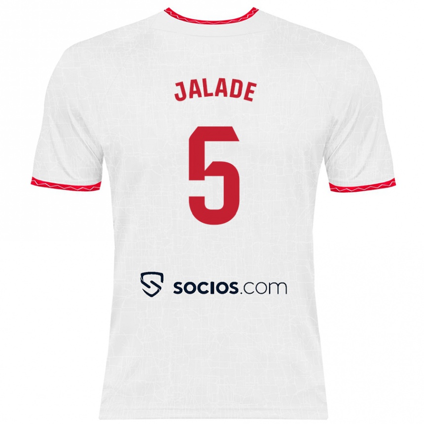 Men Football Robert Jalade #5 White Red Home Jersey 2024/25 T-Shirt Australia