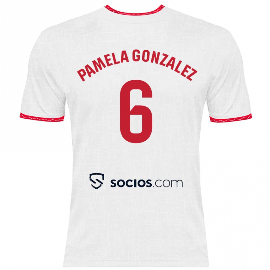 Men Football Cinthia Pamela González Medina #6 White Red Home Jersey 2024/25 T-Shirt Australia