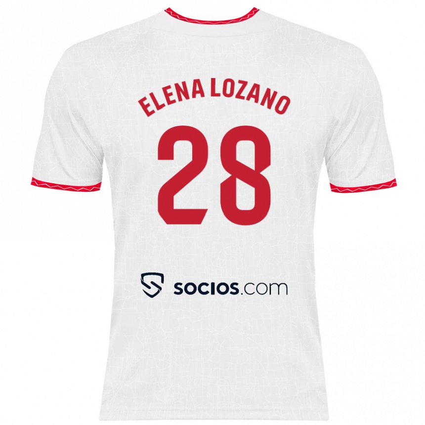 Men Football Elena Lozano Gallego #28 White Red Home Jersey 2024/25 T-Shirt Australia