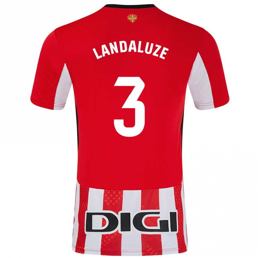 Men Football Naia Landaluze Marquínez #3 Red White Home Jersey 2024/25 T-Shirt Australia