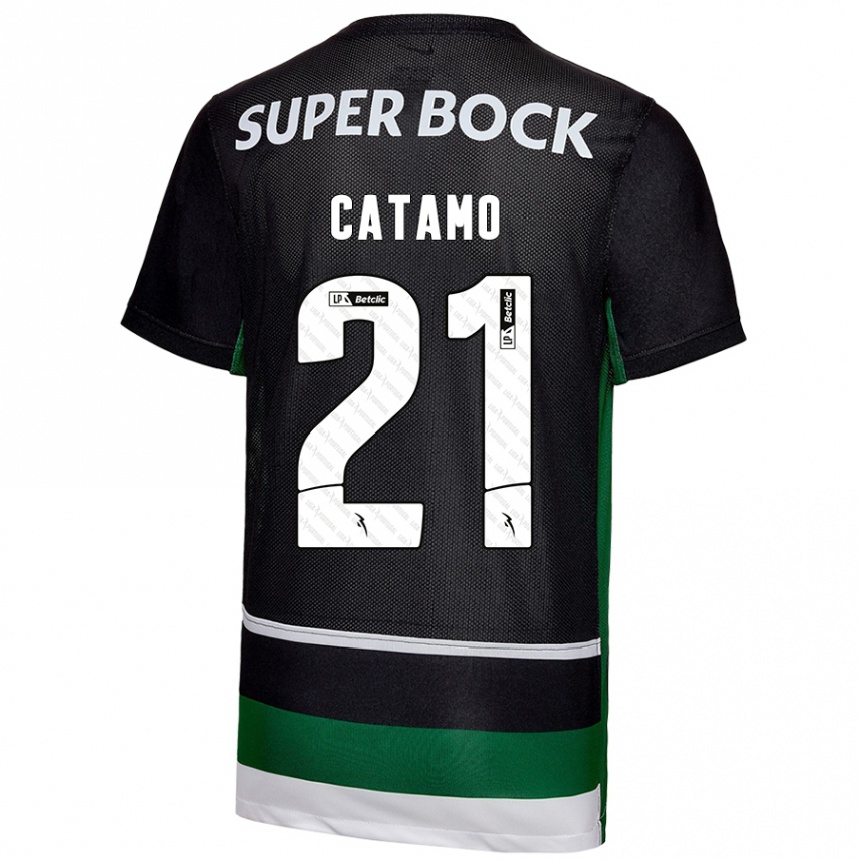 Men Football Geny Catamo #21 Black White Green Home Jersey 2024/25 T-Shirt Australia