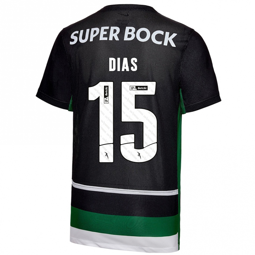 Men Football Rodrigo Dias #15 Black White Green Home Jersey 2024/25 T-Shirt Australia