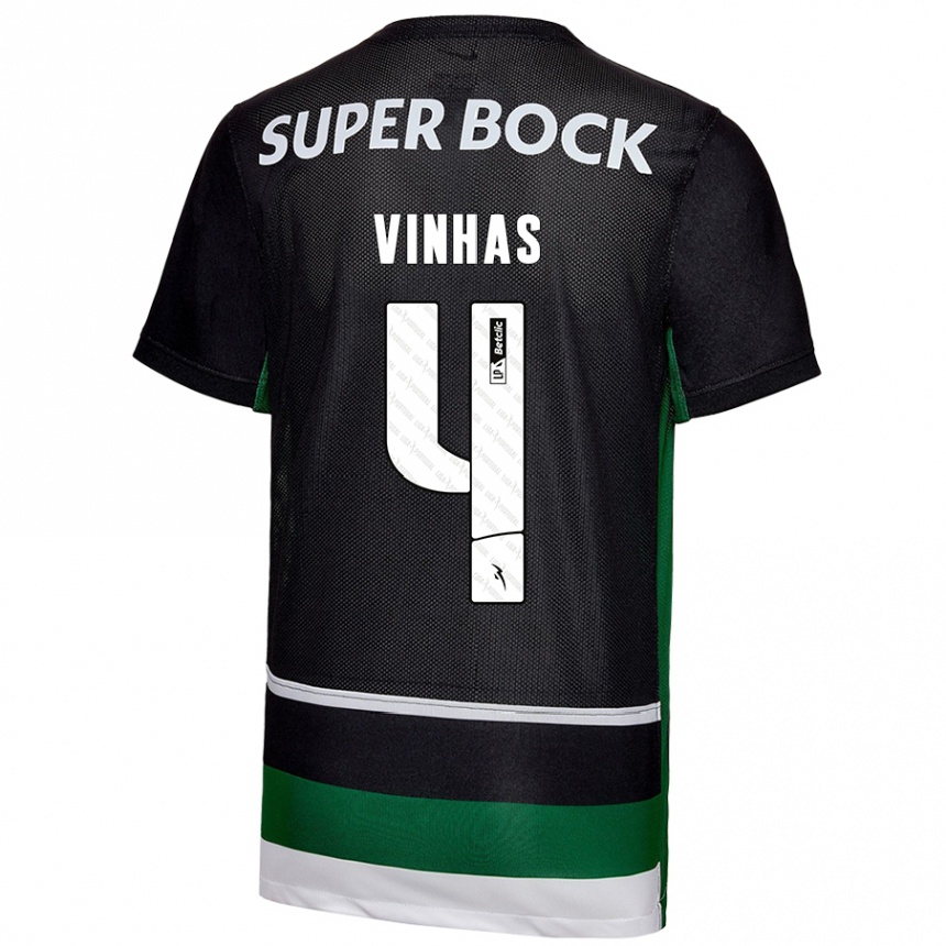 Men Football Gabriela Vinhas #4 Black White Green Home Jersey 2024/25 T-Shirt Australia