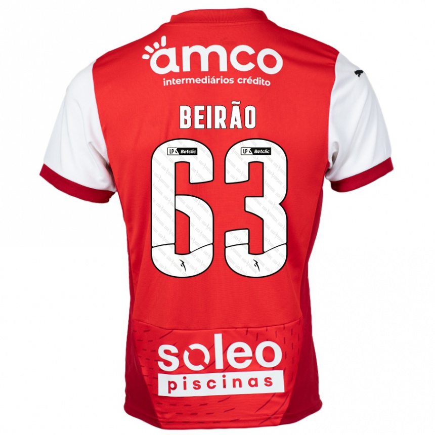 Men Football Rodrigo Beirão #63 Red White Home Jersey 2024/25 T-Shirt Australia