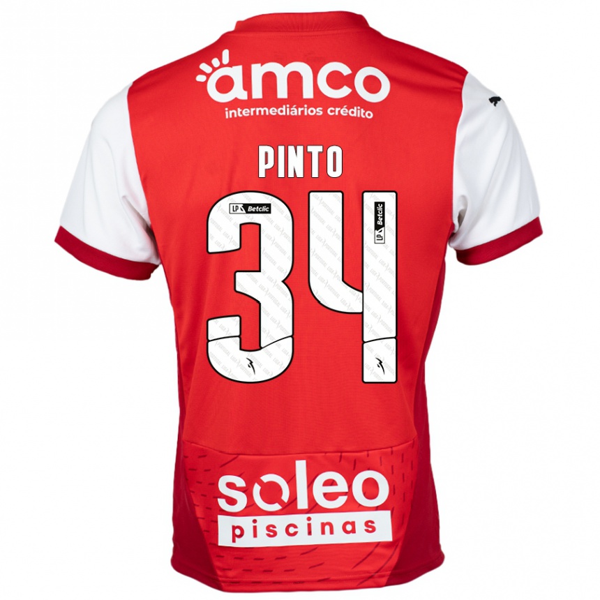 Men Football Ana Pinto #34 Red White Home Jersey 2024/25 T-Shirt Australia