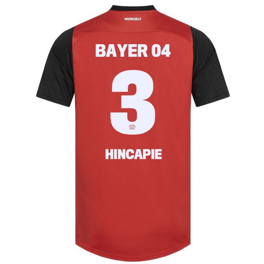 Men Football Piero Hincapié #3 Red Black Home Jersey 2024/25 T-Shirt Australia