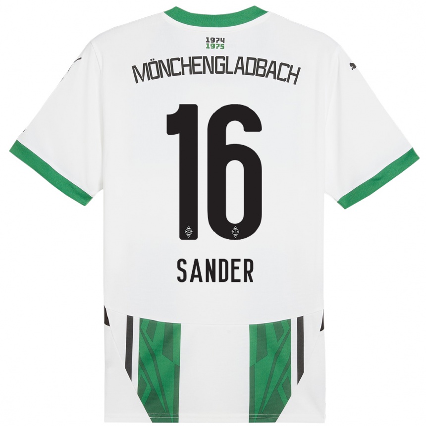 Men Football Philipp Sander #16 White Green Home Jersey 2024/25 T-Shirt Australia