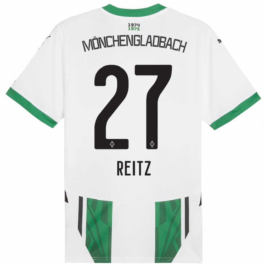 Men Football Rocco Reitz #27 White Green Home Jersey 2024/25 T-Shirt Australia