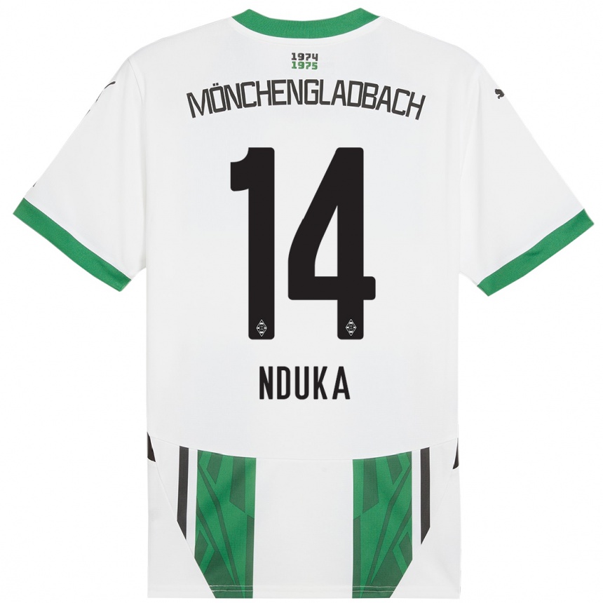 Men Football Michael Nduka #14 White Green Home Jersey 2024/25 T-Shirt Australia