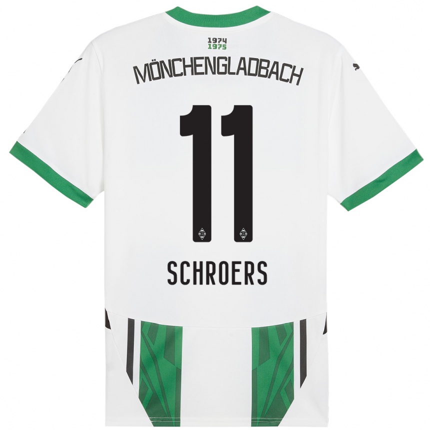 Men Football Mika Schroers #11 White Green Home Jersey 2024/25 T-Shirt Australia