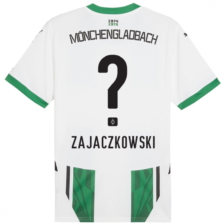 Men Football Vincent Zajaczkowski #0 White Green Home Jersey 2024/25 T-Shirt Australia