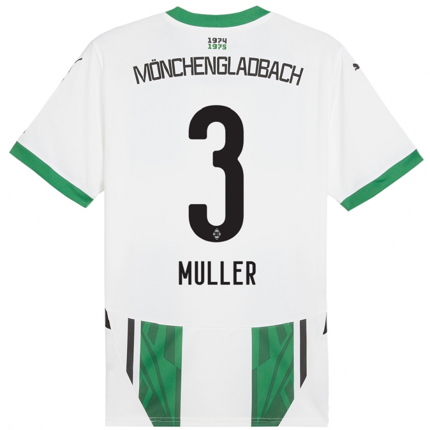 Men Football Barbara Müller #3 White Green Home Jersey 2024/25 T-Shirt Australia