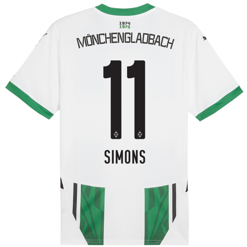 Men Football Kelly Simons #11 White Green Home Jersey 2024/25 T-Shirt Australia