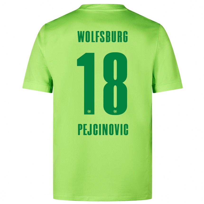 Men Football Dzenan Pejcinovic #18 Fluorescent Green Home Jersey 2024/25 T-Shirt Australia