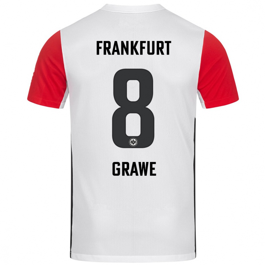 Men Football Lisanne Gräwe #8 White Red Home Jersey 2024/25 T-Shirt Australia