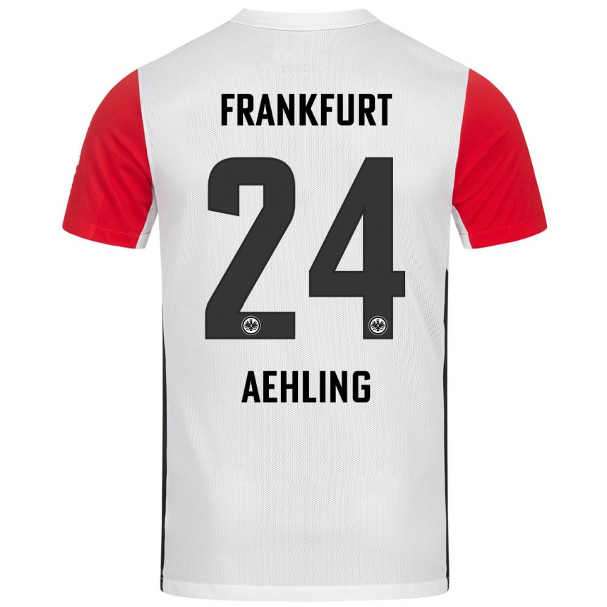 Men Football Anna Aehling #24 White Red Home Jersey 2024/25 T-Shirt Australia