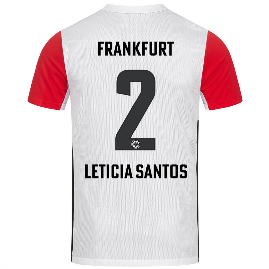 Men Football Letícia Santos De Oliveira #2 White Red Home Jersey 2024/25 T-Shirt Australia