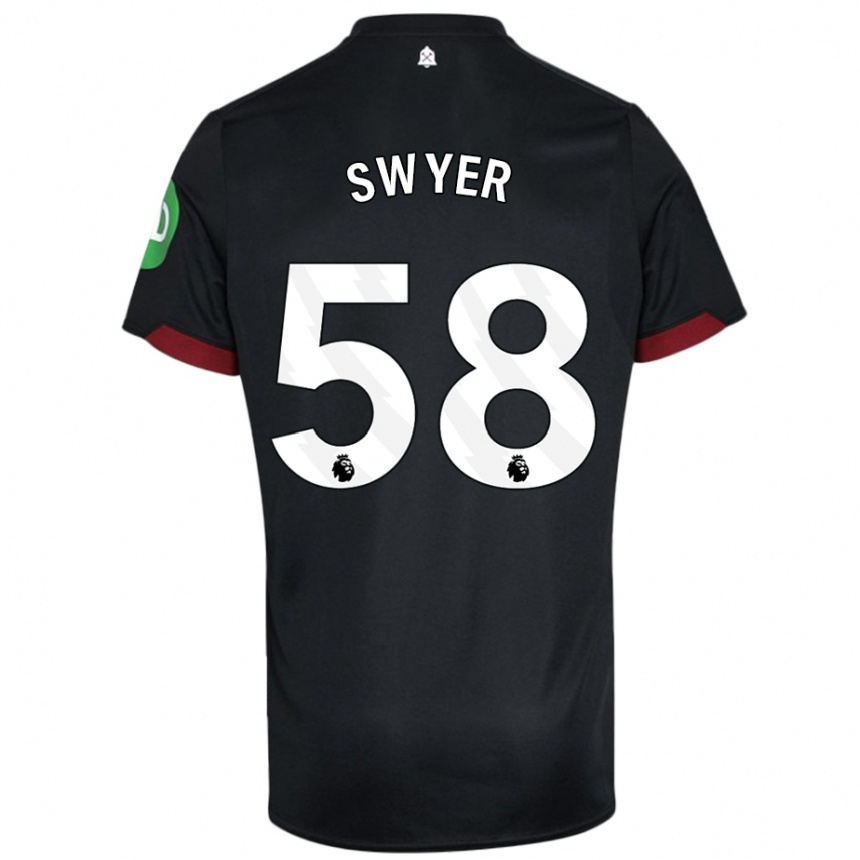 Men Football Kamarai Swyer #58 Black White Away Jersey 2024/25 T-Shirt Australia