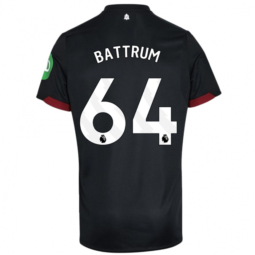 Men Football Ryan Battrum #64 Black White Away Jersey 2024/25 T-Shirt Australia