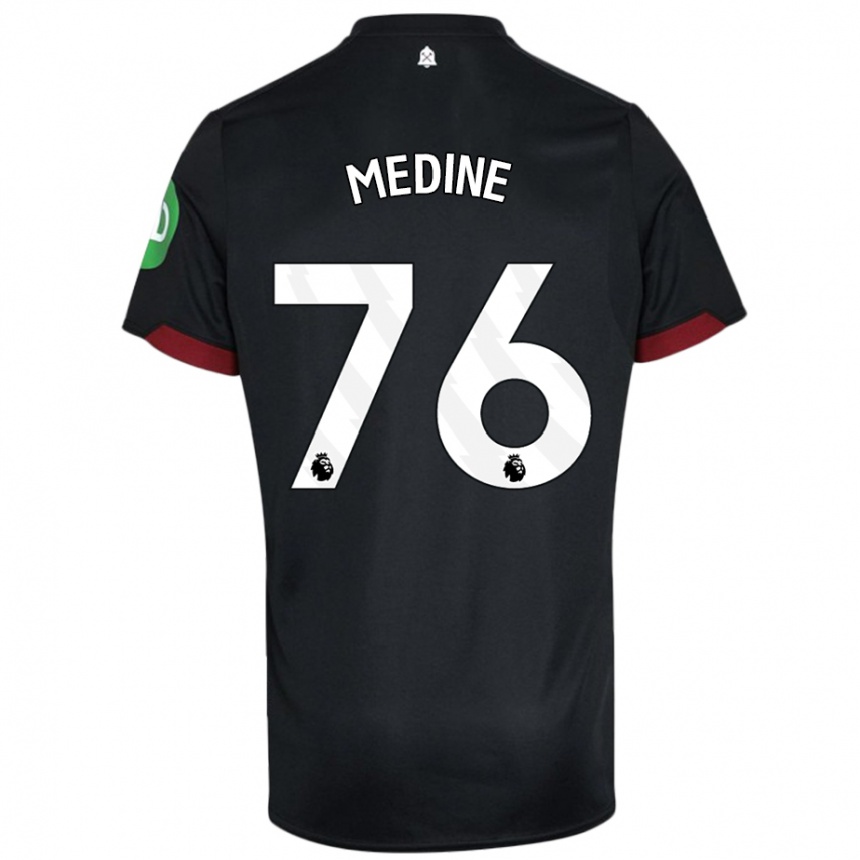 Men Football Jethro Medine #76 Black White Away Jersey 2024/25 T-Shirt Australia