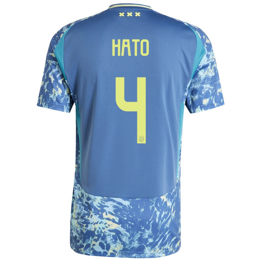 Men Football Jorrel Hato #4 Grey Blue Yellow Away Jersey 2024/25 T-Shirt Australia