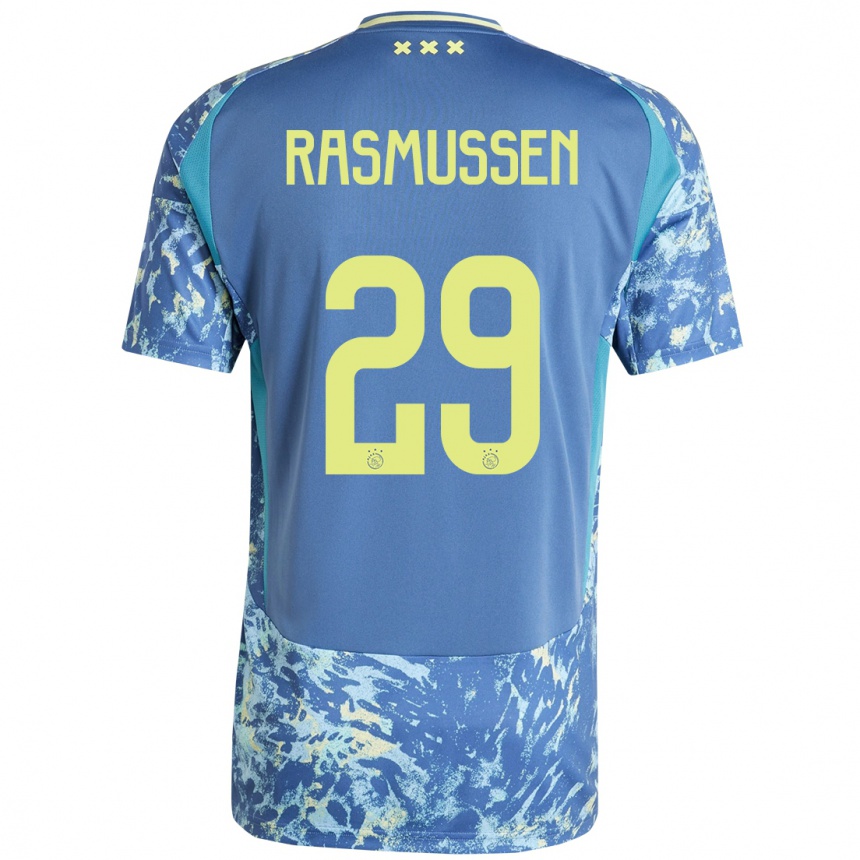 Men Football Christian Rasmussen #29 Grey Blue Yellow Away Jersey 2024/25 T-Shirt Australia