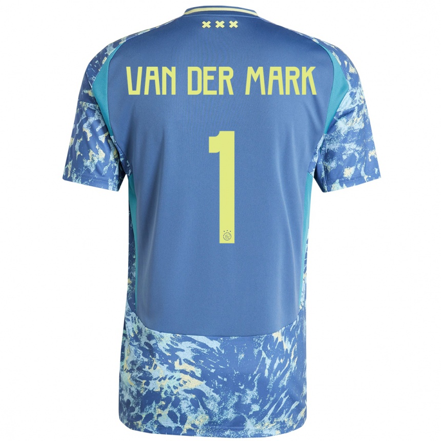 Men Football Jesper Van Der Mark #1 Grey Blue Yellow Away Jersey 2024/25 T-Shirt Australia