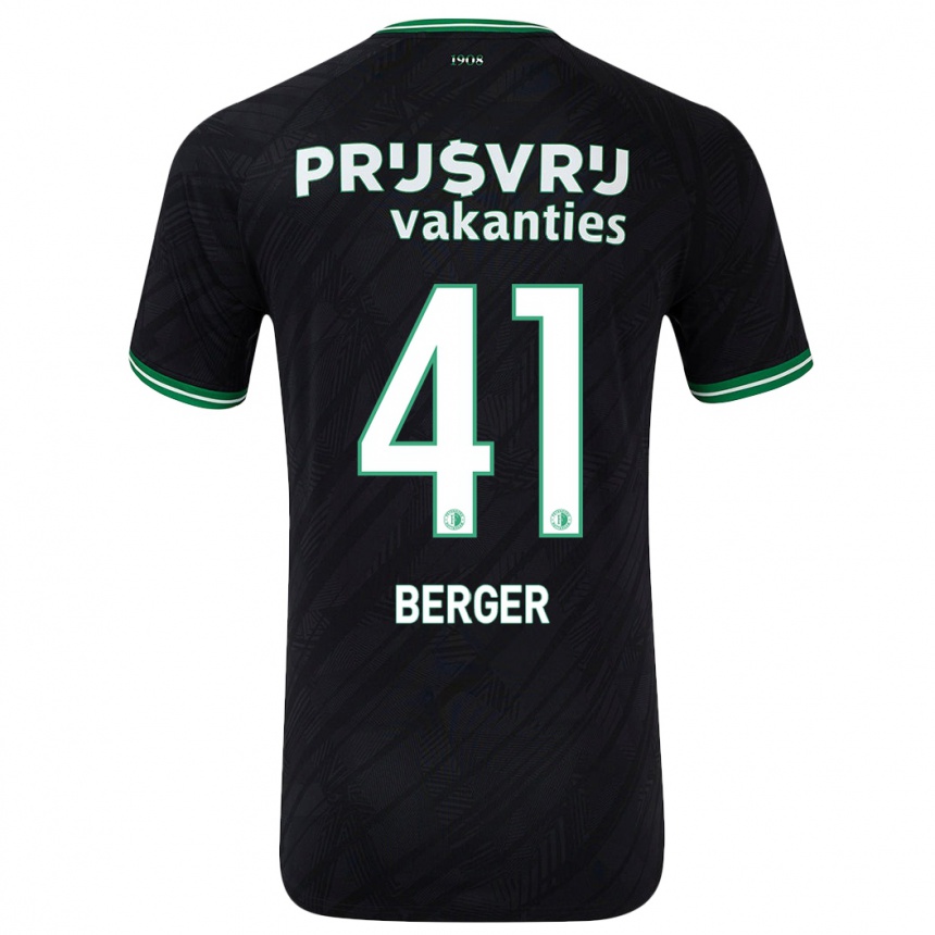 Men Football Mannou Berger #41 Black Green Away Jersey 2024/25 T-Shirt Australia