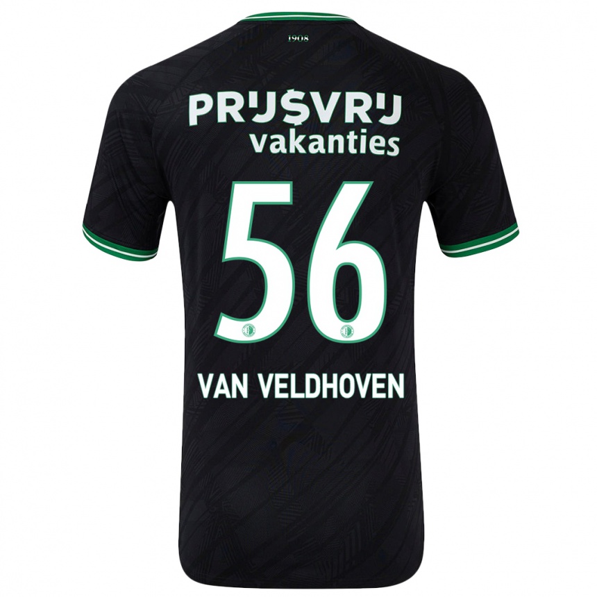 Men Football Kars Van Veldhoven #56 Black Green Away Jersey 2024/25 T-Shirt Australia