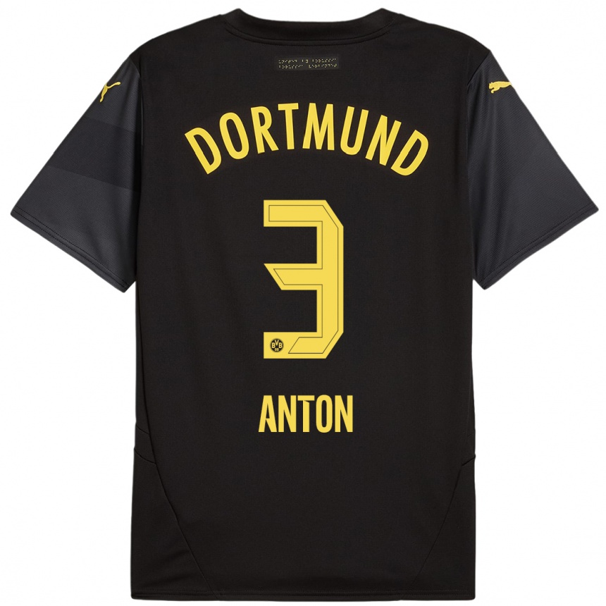 Men Football Waldemar Anton #3 Black Yellow Away Jersey 2024/25 T-Shirt Australia