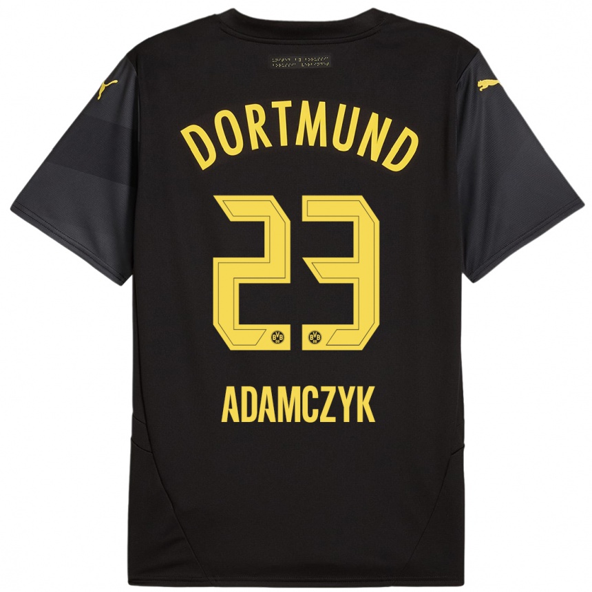 Men Football Nico Adamczyk #23 Black Yellow Away Jersey 2024/25 T-Shirt Australia