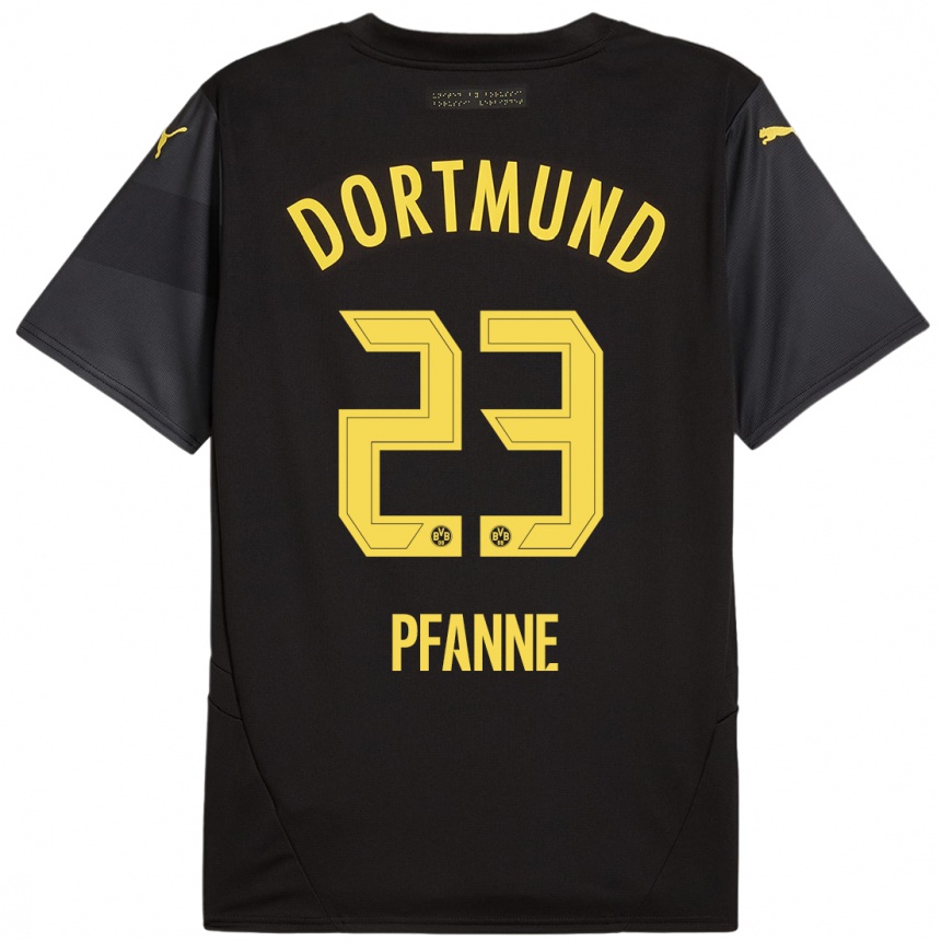 Men Football Franz Pfanne #23 Black Yellow Away Jersey 2024/25 T-Shirt Australia