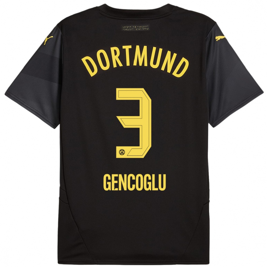 Men Football Tekin Gencoglu #3 Black Yellow Away Jersey 2024/25 T-Shirt Australia