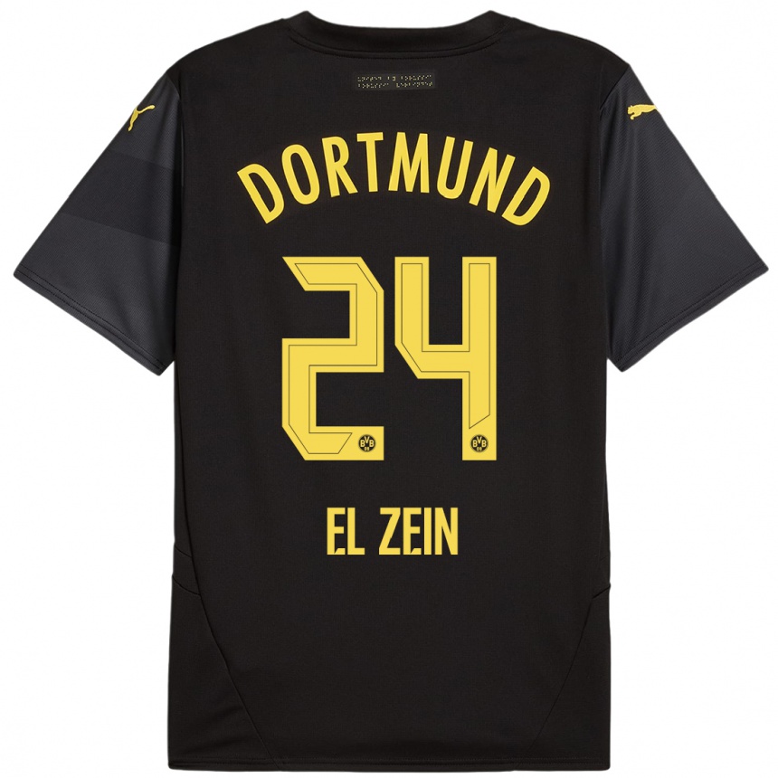 Men Football Abu-Bekir Omer El-Zein #24 Black Yellow Away Jersey 2024/25 T-Shirt Australia