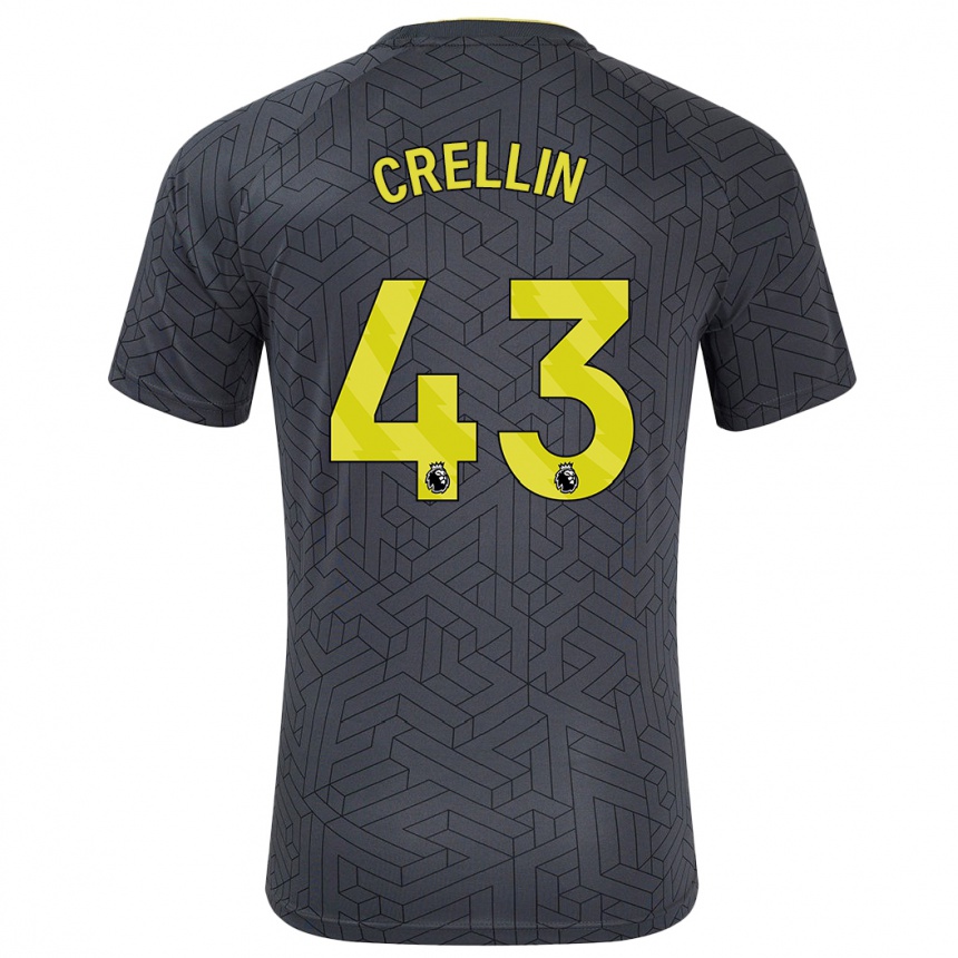 Men Football Billy Crellin #43 Black Yellow Away Jersey 2024/25 T-Shirt Australia