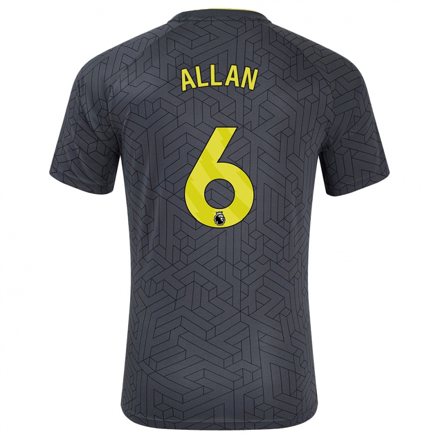 Men Football Allan #6 Black Yellow Away Jersey 2024/25 T-Shirt Australia