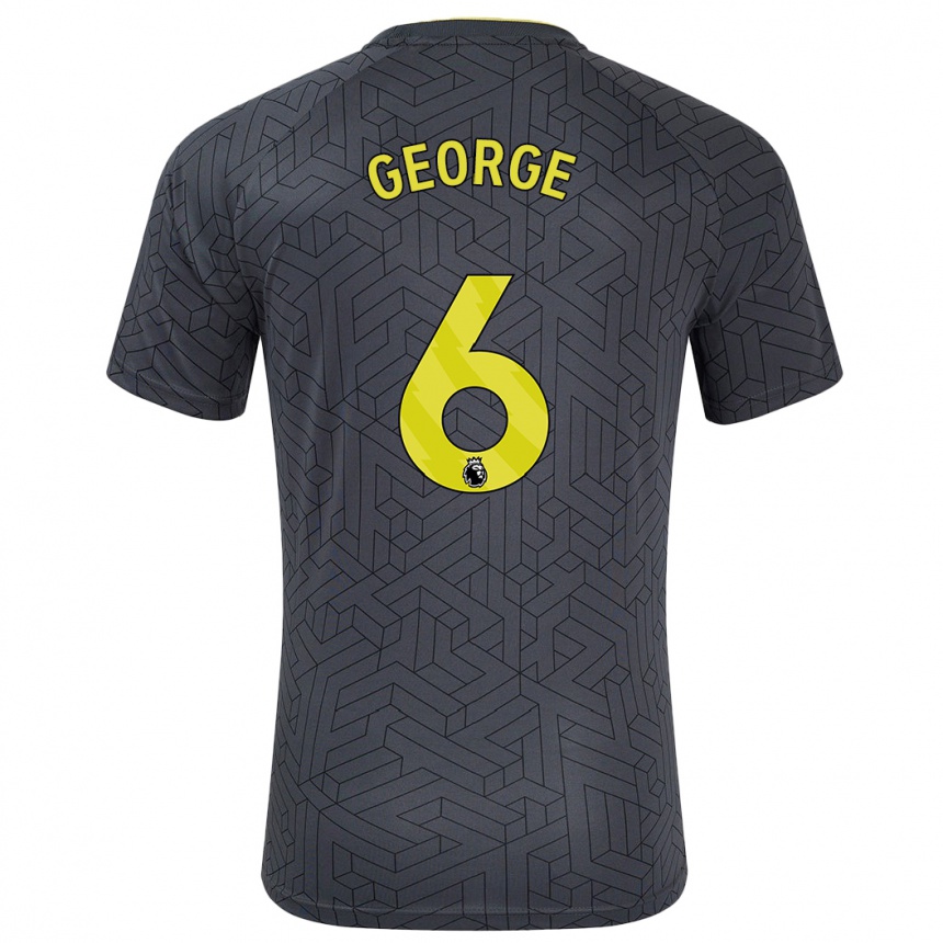 Men Football Gabrielle George #6 Black Yellow Away Jersey 2024/25 T-Shirt Australia