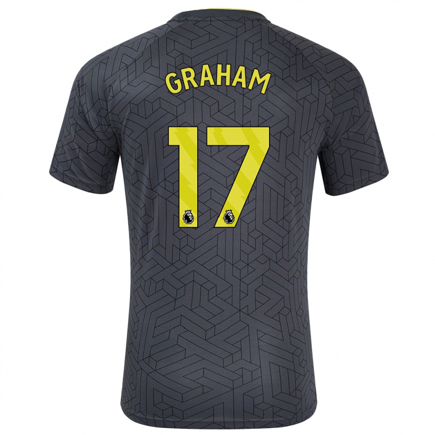 Men Football Lucy Graham #17 Black Yellow Away Jersey 2024/25 T-Shirt Australia