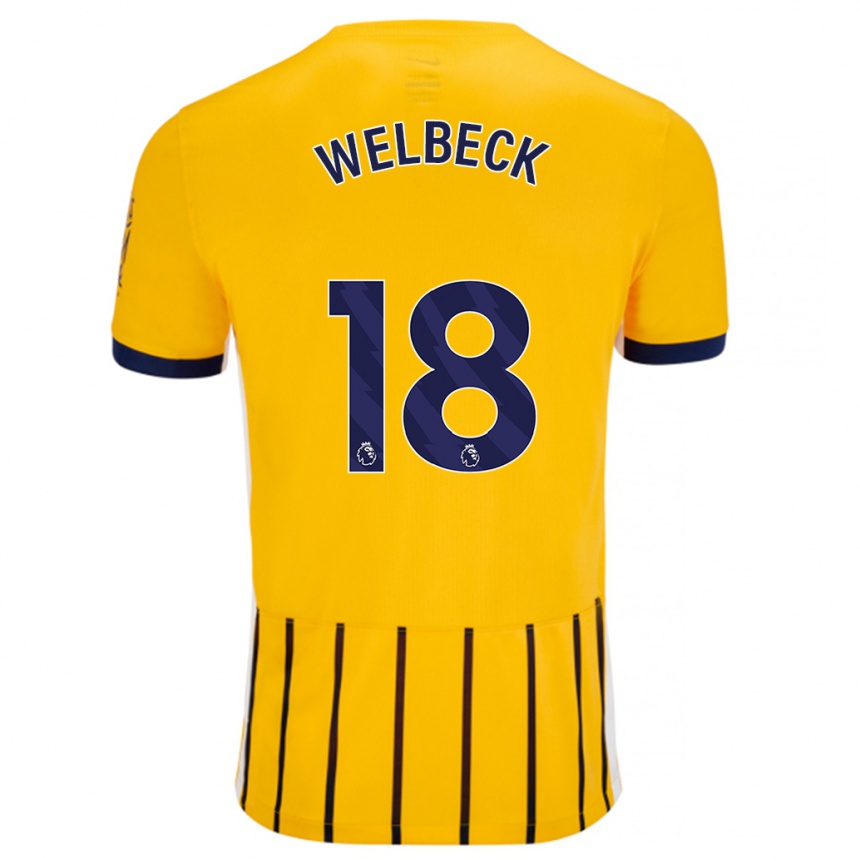 Men Football Danny Welbeck #18 Gold Blue Pinstripes Away Jersey 2024/25 T-Shirt Australia