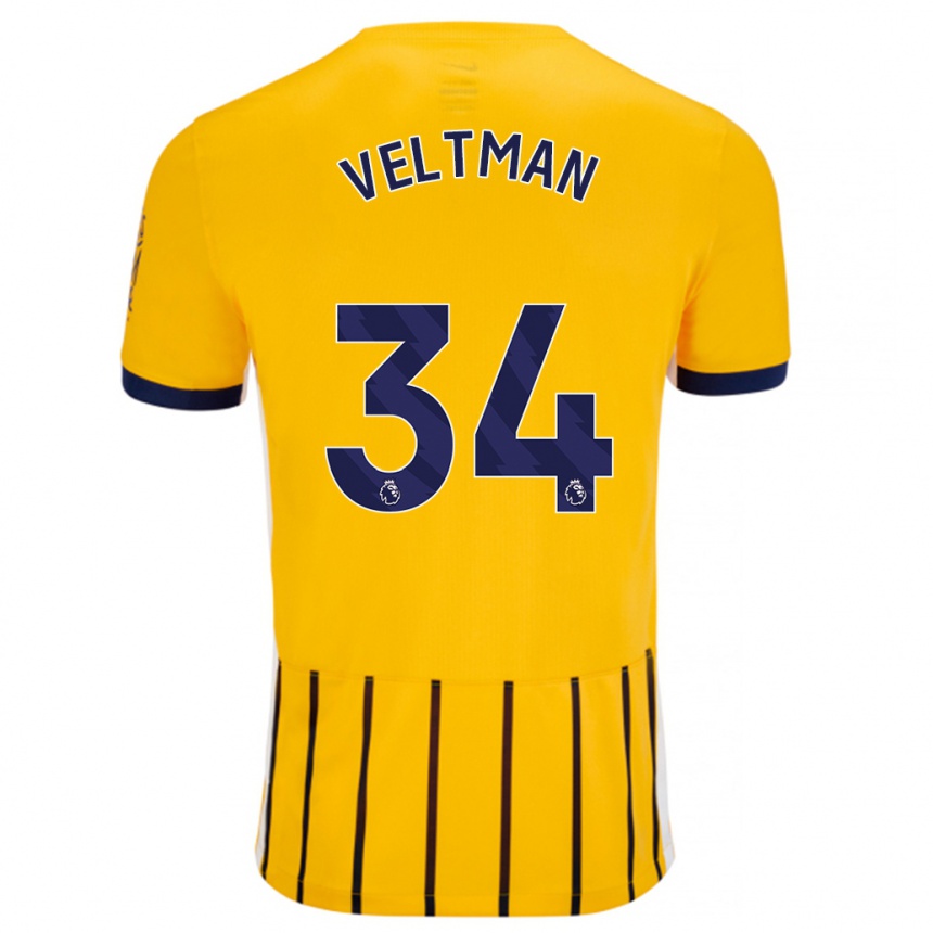 Men Football Joël Veltman #34 Gold Blue Pinstripes Away Jersey 2024/25 T-Shirt Australia