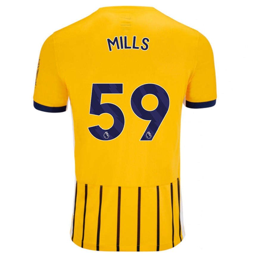 Men Football Harry Mills #59 Gold Blue Pinstripes Away Jersey 2024/25 T-Shirt Australia