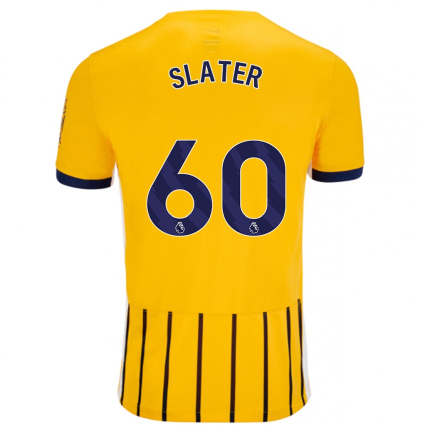 Men Football Jacob Slater #60 Gold Blue Pinstripes Away Jersey 2024/25 T-Shirt Australia