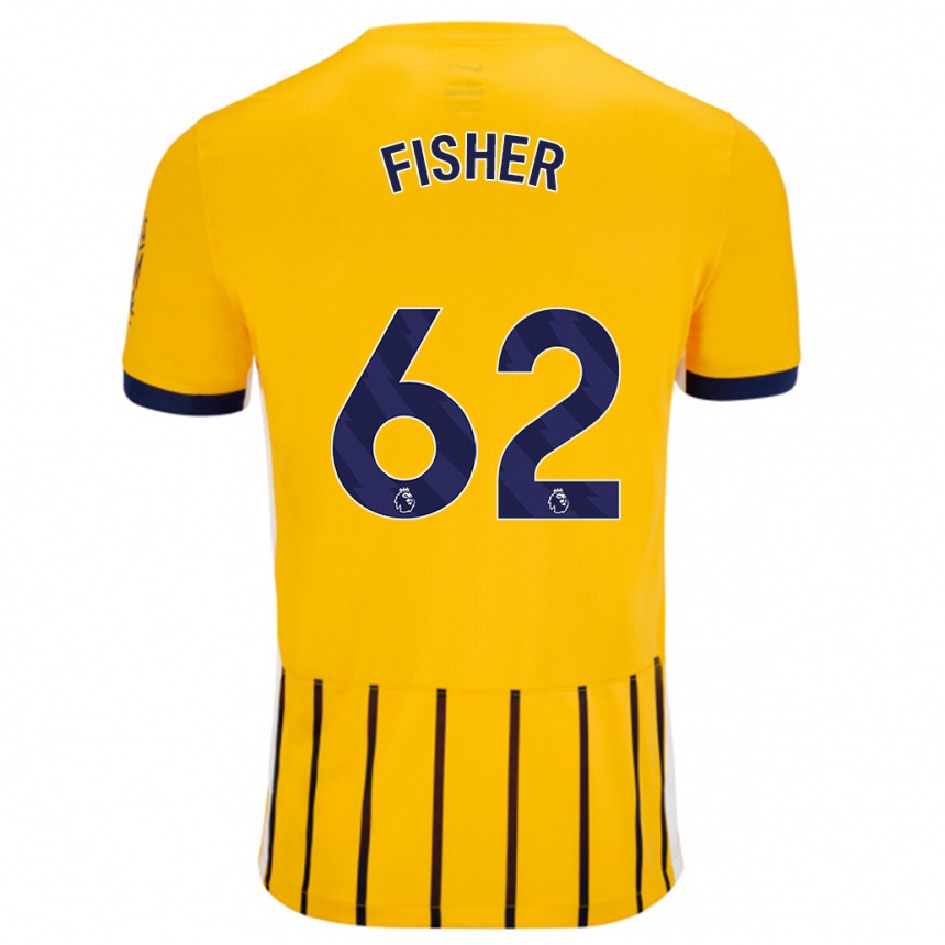 Men Football Hugo Fisher #62 Gold Blue Pinstripes Away Jersey 2024/25 T-Shirt Australia