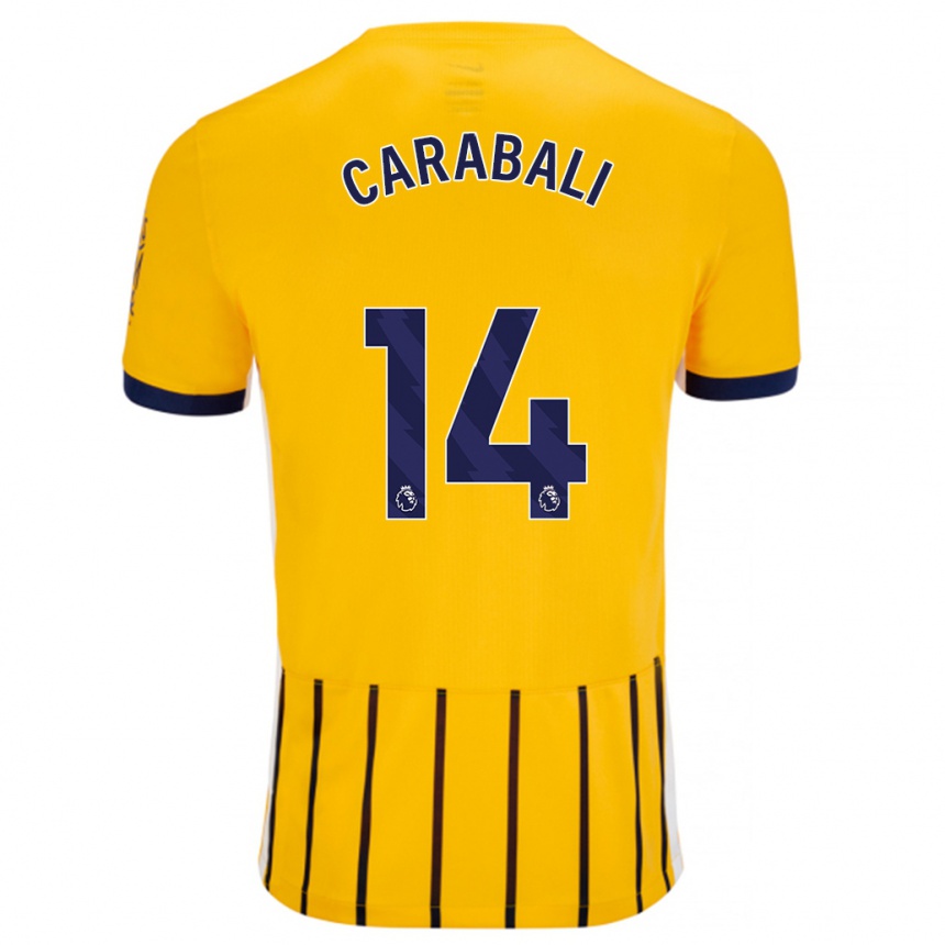 Men Football Jorelyn Andrea Carabalí Martínez #14 Gold Blue Pinstripes Away Jersey 2024/25 T-Shirt Australia