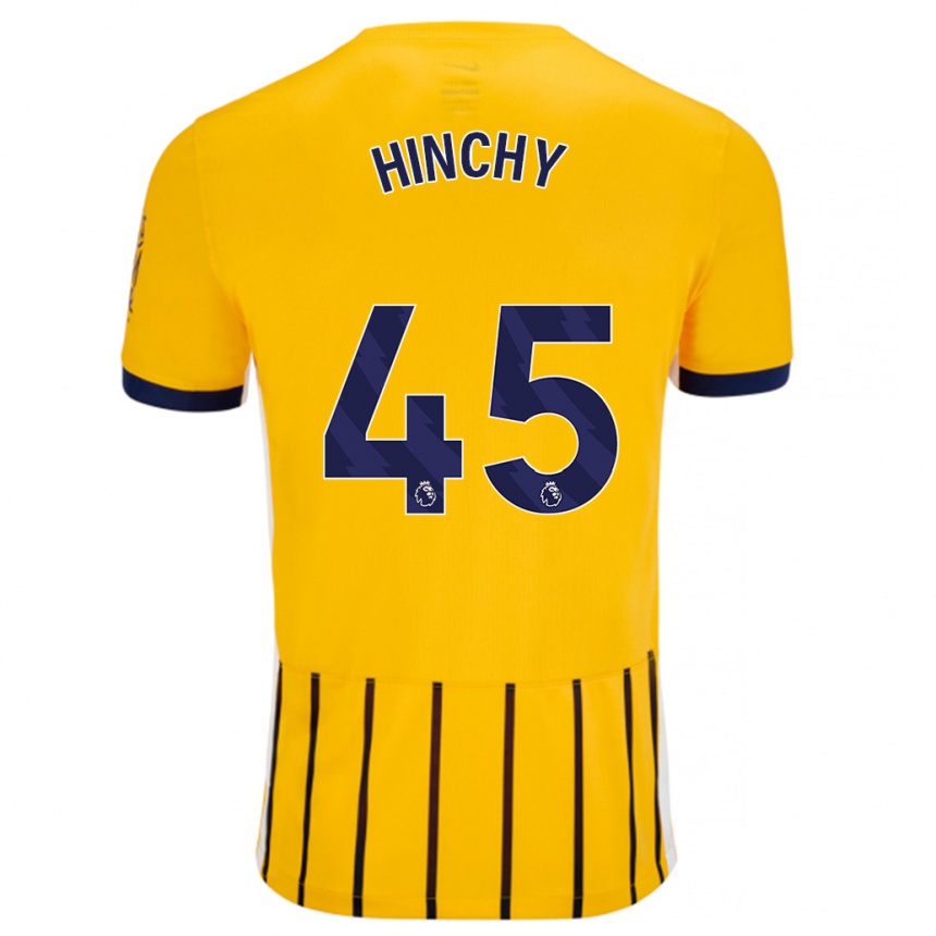 Men Football Jack Hinchy #45 Gold Blue Pinstripes Away Jersey 2024/25 T-Shirt Australia