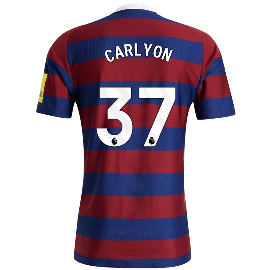 Men Football Nathan Carlyon #37 Burgundy Navy Blue Away Jersey 2024/25 T-Shirt Australia