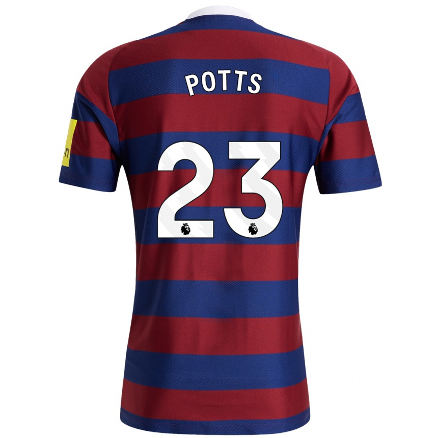 Men Football Charlotte Potts #23 Burgundy Navy Blue Away Jersey 2024/25 T-Shirt Australia