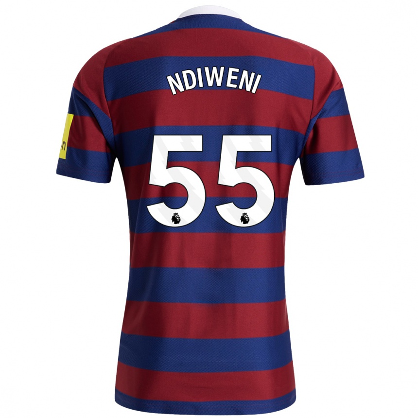 Men Football Michael Ndiweni #55 Burgundy Navy Blue Away Jersey 2024/25 T-Shirt Australia