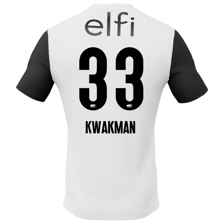 Men Football Dave Kwakman #33 White Black Away Jersey 2024/25 T-Shirt Australia